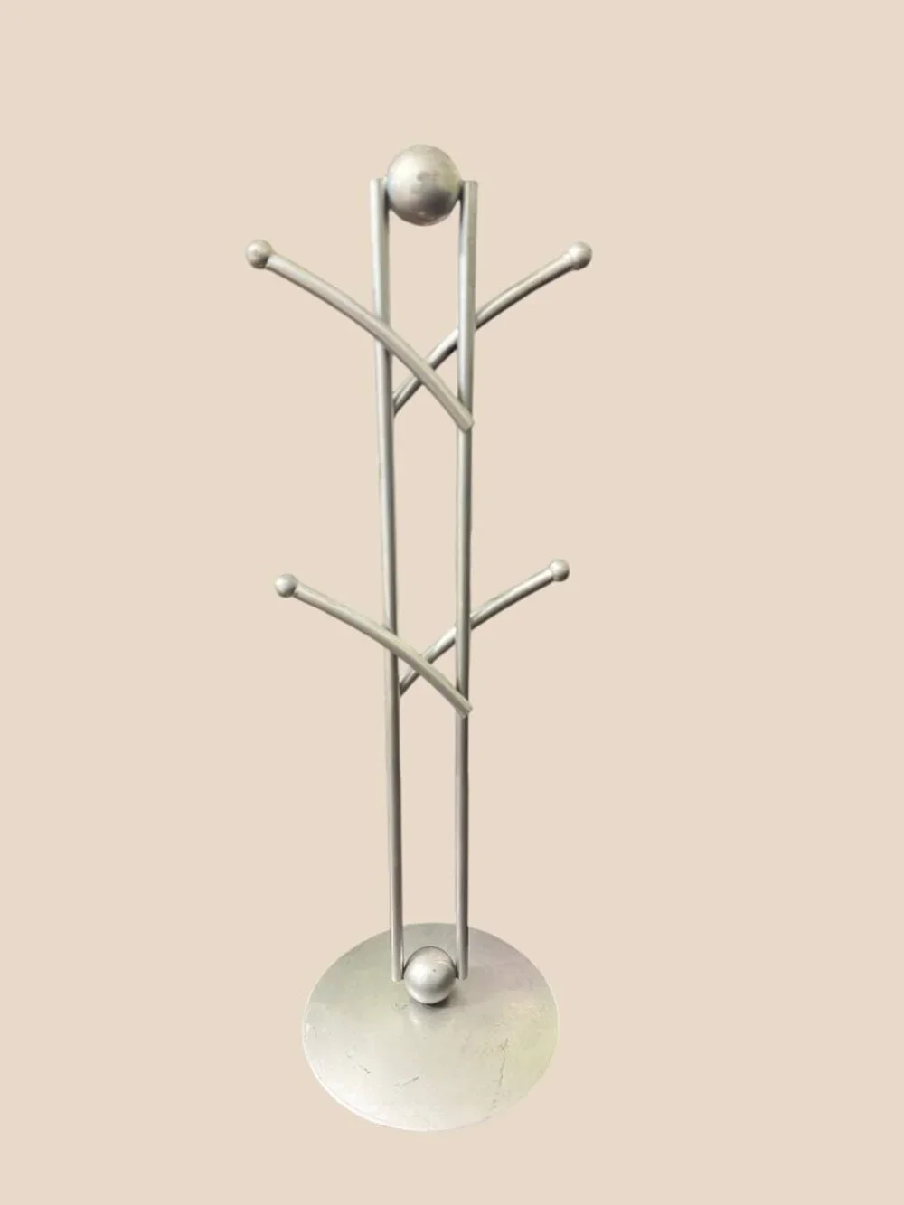 Vintage Pewter Mug Tree Coffee Cup Holder Countertop Display Rack 15